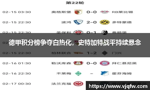 德甲积分榜争夺白热化，史特加特战平持续悬念