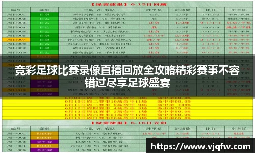 竞彩足球比赛录像直播回放全攻略精彩赛事不容错过尽享足球盛宴