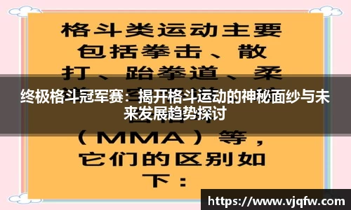 终极格斗冠军赛：揭开格斗运动的神秘面纱与未来发展趋势探讨